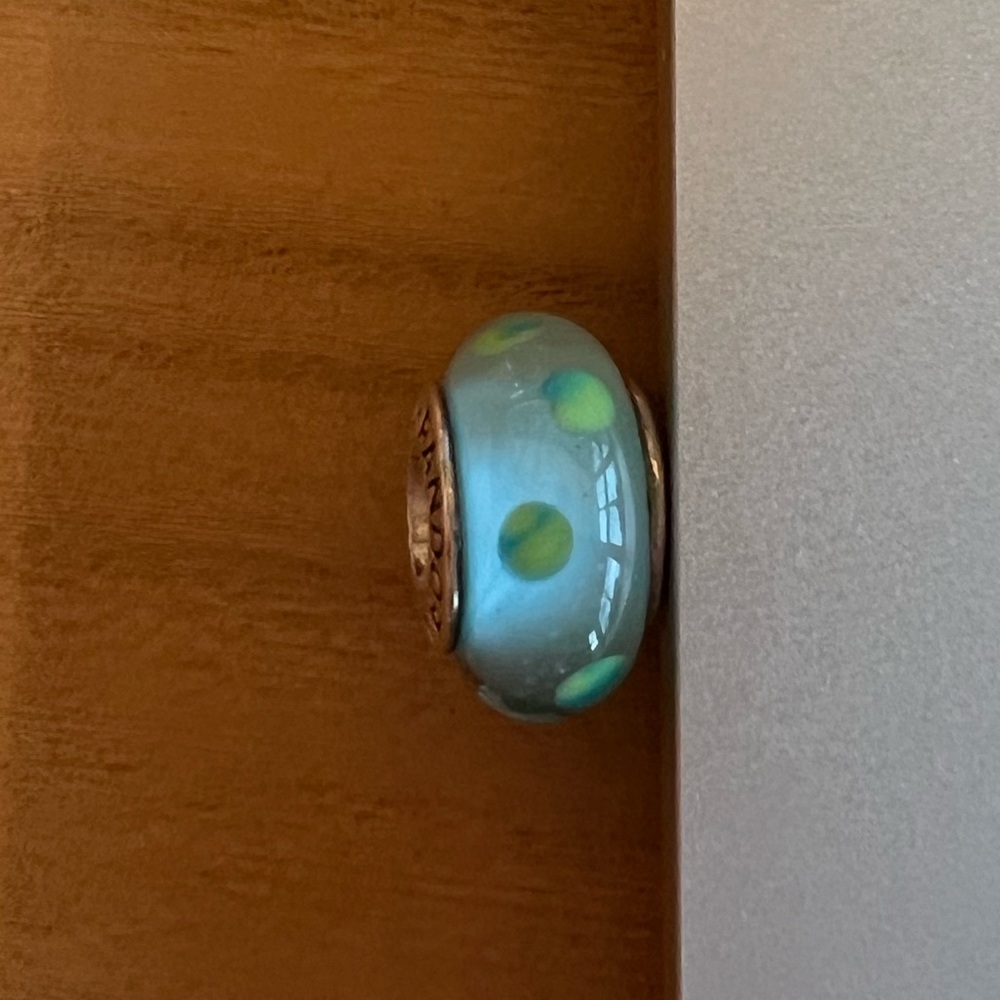 Pandora Glass Charm - blue and green dots